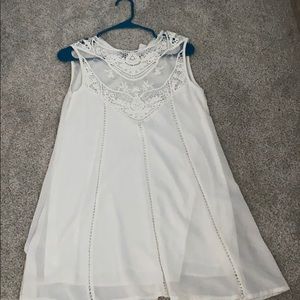 White chiffon dress beautiful detail